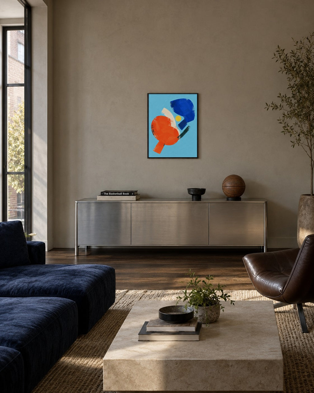 Indigo & Vermilion art print